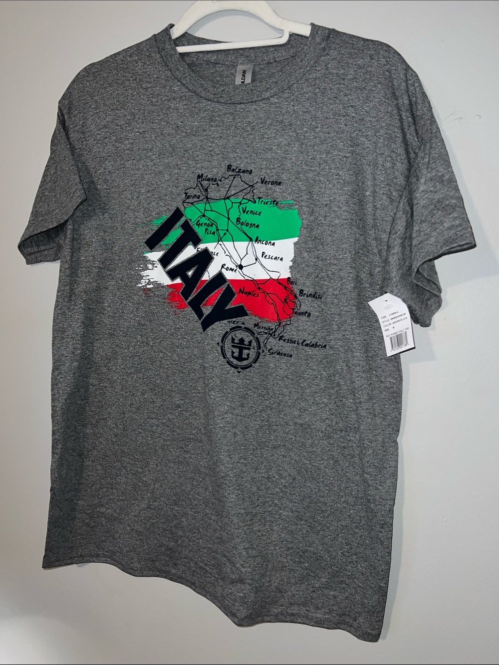New with Tag Size M Gildan Gray RCI Italy Graphic Tee